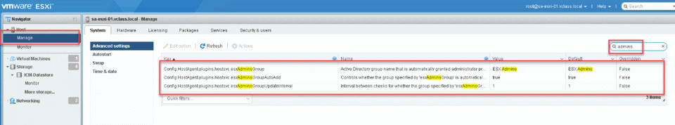 VMware: Advanced configuration on ESXi host