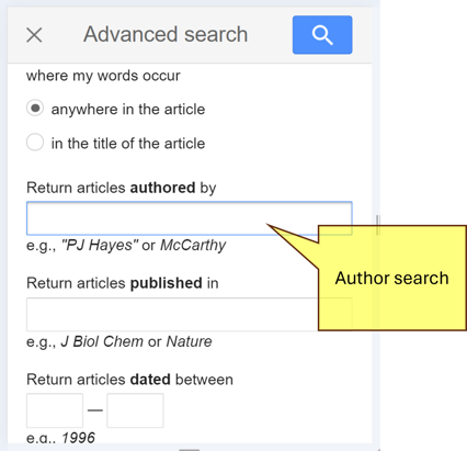 Figure 3: Using the advanced search function on Google Scholar