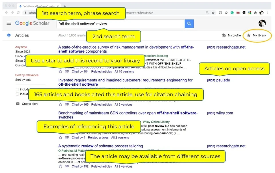 google scholar results page